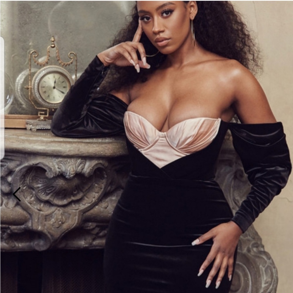 House of CB Fifi velvet and satin dress